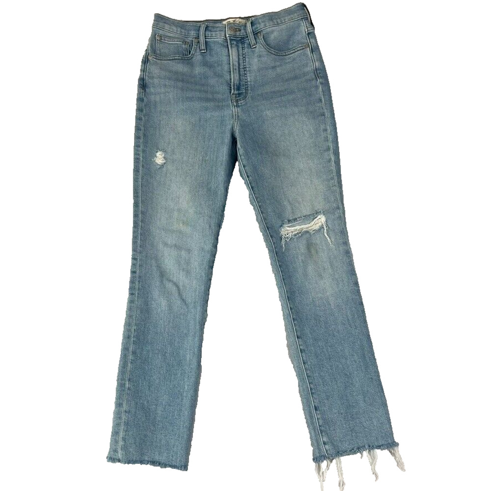 Madewell Jeans Womens 27 Blue The Perfect Vintage Denim Raw Hem Straight